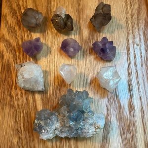 Crystal grid bundle with amethyst smoky Quartz apophyllite and celestite! 🌈